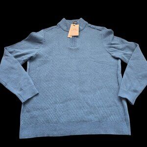PJ Paul Jones Sweater Men’s XL Blue Casual Textured Pullover Quarter Zip Tags